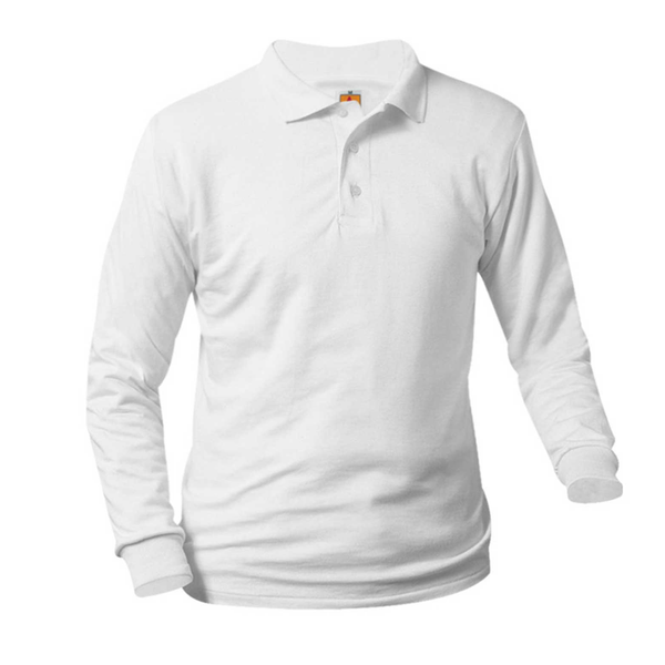 Unisex White Jersey Long Sleeve Polo Essential