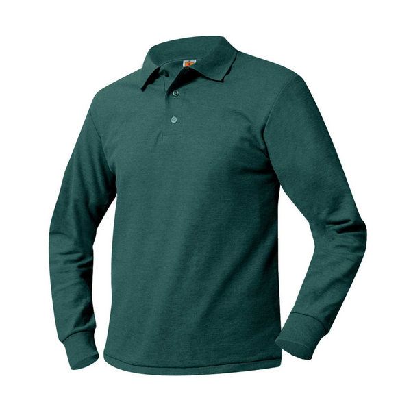 Green Unisex Pique Long Sleeve Polo