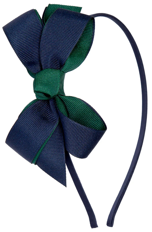 Dark Green & Navy Headband with Bow