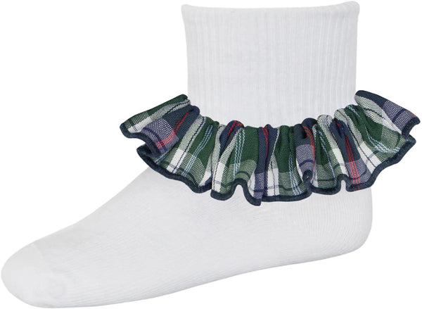 Conway Plaid Ruffle Ankle Socks PLD246