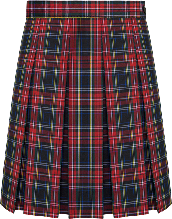 Macbeth Plaid Hipstitch Box Pleat Skirt