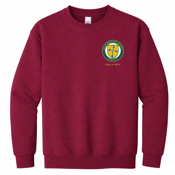 St. Michael Maroon Class Of 2027 Crew Neck Maroon Fleece Sweatshirt