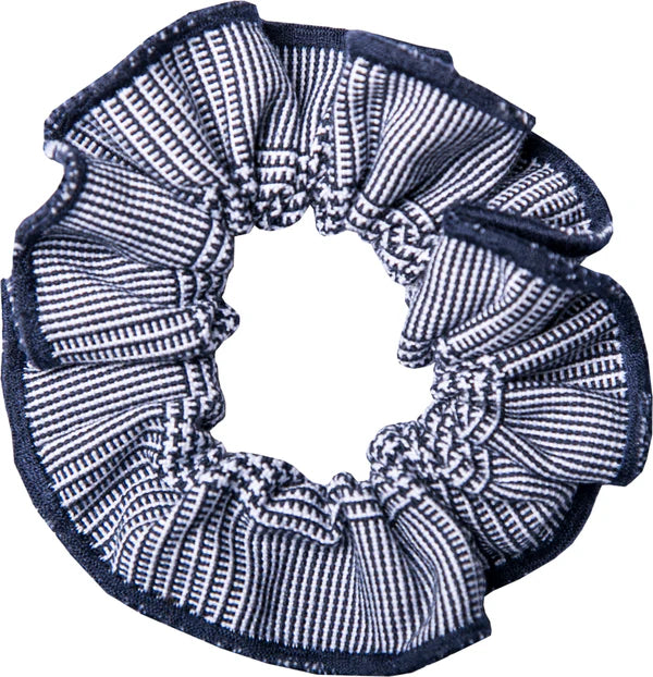 Navy and White Shadow Scrunchie w/Trim