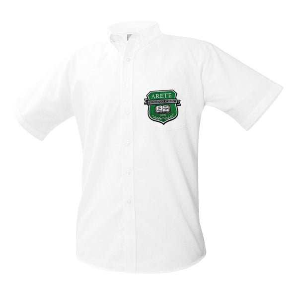 Arete Prep Academy Male Oxford Short Sleeve (9th-12th Grade) - Patch on the pocket