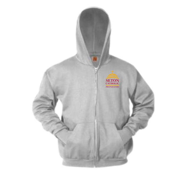 Seton Catholic Full-Zip Hooded Fleece Sweatshirt - w/ school logo