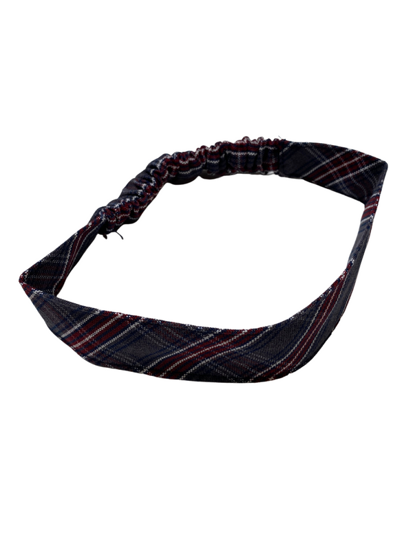 Plaid 6T Fabric Headband w/Elastic in Back
